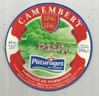 étiquette Fromage , Dessus De Boite , Camembert , PATURAGES DE FRANCE , Normandie - Cheese