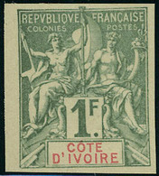 Neuf Sans Gomme N° 13a. 1f Vert-olive, Non Dentelé, T.B. - Autres & Non Classés