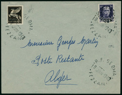 Lettre N°18. 0,50 Sur 50c Violet, Surcharge B, + PA N°1 S/Letre. CàD RF Sebha 18 Juin 1943 Fezzan, Pour Alger. T.B. - Sonstige & Ohne Zuordnung