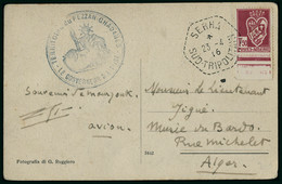 Lettre CP : Illustrée Avec TP D'Algérie N° 191. CàD Sebah 23.4.46. Cachet Territoire Du Fezzan - Ghadames. Le Gouverneur - Other & Unclassified