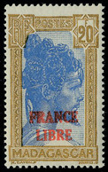 Neuf Sans Charnière N° 255A, 20f France Libre T.B. Signé Calves, Rare ** - Other & Unclassified