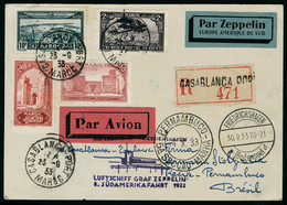 Lettre Zeppelin 8 SAF 1933, LR De Casablanca 23.9.33, Càd De Transit Friedrichshafen 30.9.33 Pour Récife Pernambuco, Arr - Other & Unclassified