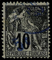 Oblitéré N° 8, 5c Sur 10c Noir Sur Lilas De 1881 TB Signé JF Brun - Andere & Zonder Classificatie