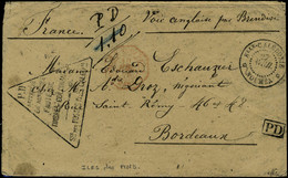 Lettre Lettre Pour Bordeaux Cachet Triangulaire PO Faute De Timbres ... + Cad Noumea 27 Av + Cacjet Paquebot, Arrivée Au - Other & Unclassified