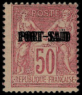 Neuf Avec Charnière N° 15a, 50c Rose Double Surcharge Port Said TB Signé Calves - Otros & Sin Clasificación