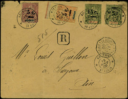 Lettre N° 52 + 53, + 55 + 55c Surchrge Renversée Avec Petit 1, Sur LR Obl St Louis Réunion 15 Aout 1902 Pour La France A - Other & Unclassified