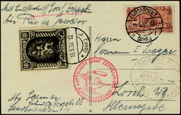 Lettre Zeppelin N° 102 Et 118 Sur CP Illustrée Càd Saarbrucken 13.5.30, Cachet Illustré Sudamerikafaht 1930, Pour Lorch  - Autres & Non Classés