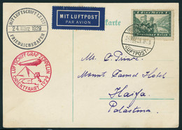 Lettre Zeppelin Orientfahrt 1929, Càd Friedrichshafen 24 Mrz 29 Sur CP Pour Haifa,  T.B. - Andere & Zonder Classificatie