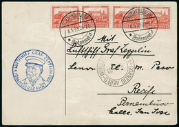 Lettre Zeppelin 1 SAF 1933, CP Affranchie Avec 21 Timbres, Càd Friedrichshafen 6.5.33, Pour Récife Pernambuco, Arrivée 9 - Otros & Sin Clasificación