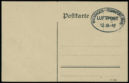 Lettre Zeppelin. C.P. N'ayant Pas Circulé Avec CàD Wiesbaden-Frankfurt (Main) Luftpost 12.10.12. Superbe. Cote Sieger - Other & Unclassified