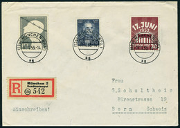 Lettre N° 52, 49 + Berlin N° 97, Les 3 Valeurs Sur LR Obl Munchen 7.12.53 Pour La Suisse Avec Arrivée, T.B. Combinaison  - Sonstige & Ohne Zuordnung