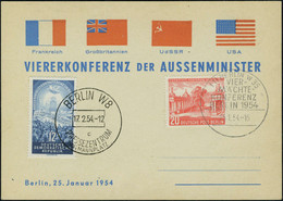 Lettre N° 104, Sur CP Illustrée Viererkonferenz .., Càd FDC 25.1.54 + TP De RDA N° 147 Obl Du 17.2.54, T.B. - Sonstige & Ohne Zuordnung