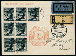 Lettre Zeppelin 9 SAF 1932, CP Rec. De Wien 20.X.32, Càd De Transit Friedrichshafen 24.10.32, Pour Recife, Arrivée27.X.3 - Sonstige & Ohne Zuordnung