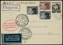 Lettre N°20 + 21x2 + T.P. N°388 S/C.P. Zeppelin Vol Friedrichshafen-Münster. CàD Wien 7.VIII.31 Friedrichshafen 15.8.31  - Other & Unclassified