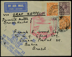 Lettre Zeppelin 7 SAF 1933 L. De Bonnemouth 12 Sp 33, Avec Cachets Illustées Au Resto Bleu 7° SAF Et Rouge Berlin - Frie - Sonstige & Ohne Zuordnung