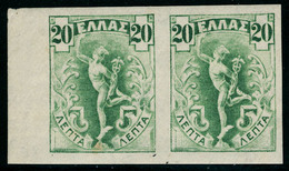 Neuf Avec Charnière Type Mercure De 1901, 1l Brun NSG + 20l Vert-jaune, Les 2 Valeurs En Paires Hor. ND, Essais, T.B. - Autres & Non Classés