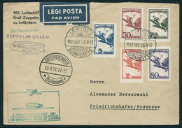 Lettre Zeppelin, 1 SAF 1931, L. Càd Budapest 931. Aug. 25, Càd De Transit Friedrichshafen 29.8.31, Au Verso Càd De Trans - Sonstige & Ohne Zuordnung