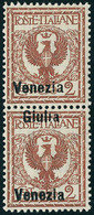 Neuf Sans Charnière N° 20, 2c Paire Verticale 1ere Surcharge Venezia Seule Tenant à Normal, Sassone 20e, T.B. - Sonstige & Ohne Zuordnung