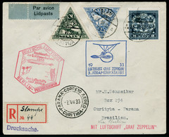 Lettre Zeppelin 3 SAF 1933. LR De Slampe 28.VI.33, Cachet Illustré Berlin - Friedrichshafen, Au Verso Càd De Transit Ber - Autres & Non Classés