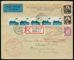 Lettre Zeppelin 8è SAF, LR De Trondheim 6.10.32, Pour Pernambuco, Au Verso Càd De Transit Berlin Sassnitz 8.10.32 Et Arr - Autres & Non Classés