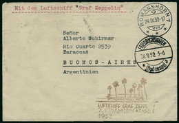 Lettre N°7+9+12+14a Affranchissement Au Verso D'un Zeppelin 7è SAF 1932 Pour L'Argentine. T.B. - Sonstige & Ohne Zuordnung