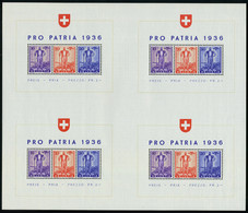 Neuf Sans Charnière N° 2, Pro Patria 1936, Feuille De 4 Blocs TB Cat Suisse W8a : 600 CHF - Other & Unclassified