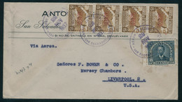 Lettre N°47 X 4ex + T.P. N°516 S/Lettre. CàD San Salvador 22 Nov 1937 Pour Liverpool (USA). T.B. - Otros & Sin Clasificación