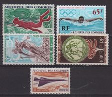 Comores, 5 Timbres Neufs Sans Charnière, Natation, Sports, Concorde - Airmail