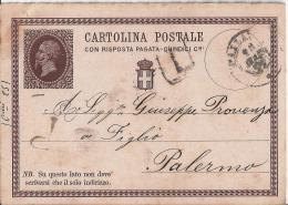 MG116) ITALIA REGNO 1877- CP Risposta Pagata 15 Cent. Timbro Doppio Cerchio PALLANZA - Stamped Stationery