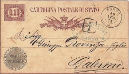 MG119) ITALIA REGNO- 1878 CP Di Servizio Timbro Doppio Cerchio SARNO Con Timbro Commerciale - Interi Postali