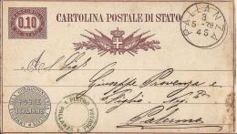 MG125) ITALIA REGNO- 1878 CP Di Servizio Timbro PALLANZA Con Timbro Commerciale - Entiers Postaux