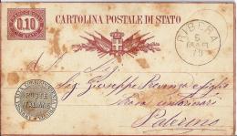 MG126) ITALIA REGNO- 1879 CP Di Servizio Timbro RIBERA - Stamped Stationery