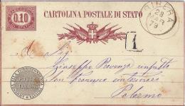 MG127) ITALIA REGNO- 1879 CP Di Servizio Timbro RIBERA - Interi Postali