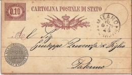 MG128) ITALIA REGNO- 1879 CP Di Servizio Timbro MILANO - Interi Postali