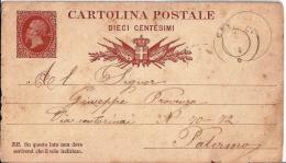 MG131) ITALIA REGNO- 1878 CP Vitt.Emanuele II Senza Cornice Timbro Doppio Cerchio CEFALU - Entero Postal