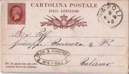 MG136) ITALIA REGNO- 1878 CP Vitt.Emanuele II Senza Cornice Timbro NAPOLI Con Timbro Commerciale - Stamped Stationery