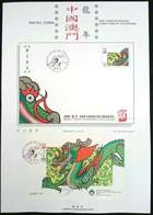 Macao Macau China Year Of Dragon 2000 Chinese Zodiac Lunar (miniature Sheet On Info Sheet) - Briefe U. Dokumente