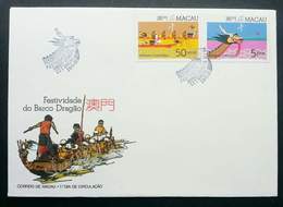 Macau Macao China Dragon Boat 1987 Chinese Sport (stamp FDC) - Storia Postale