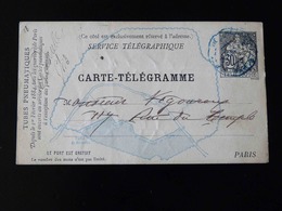 CARTE TELEGRAMME    TYPE CHAPLAIN      CACHET ONDULE BLEU - Pneumatiques