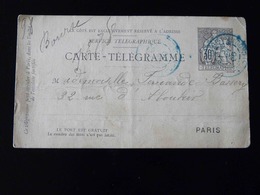 CARTE TELEGRAMME    TYPE CHAPLAIN  1896 - Pneumatiques