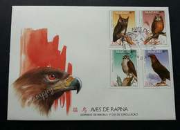 Macau Macao China Bird Of Prey 1993 Birds Fauna Eagle Owl Owls (stamp FDC) - Lettres & Documents