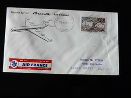 PREMIER SERVICE  CARAVELLE  AIR FRANCE  PARIS  -  ALGER  MAISON BLANCHE - 1960-.... Cartas & Documentos