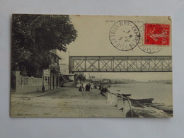 C.P.A. 91 JUVISY Les Bords De Seine, Pont Métallique Animé, Timbre En 1908 - Juvisy-sur-Orge