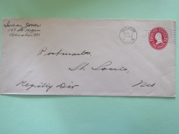 USA 1908 Stationery Cover Washington 2c From Decatur To St. Louis - 1901-20