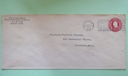 USA 1929 Stationery Cover Washington 2c From Boston To Worcester - 1921-40