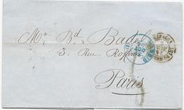 LETTRE 1854 AVEC CACHET D'ENTREE NOIR ESPAGNE PAR ST JEAN DE LUZ - Entry Postmarks