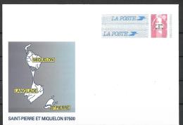 St. Pierre & Miquelon -  France - Marianne Postal Stationery Envelope Overprinted St-Pierre Et Miquelon - Saint-Pierre-et-Miquelon