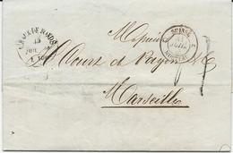 LETTRE 1853 AVEC CACHET D'ENTREE NOIR SUISSE 2 MORTEAU 2 - Marques D'entrées