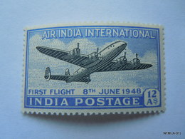 INDIA Year 1947, Air India International, First Flight 8th June 1948. 12 As. SG 303, Scott 202. MH - Unused Stamps