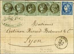 GC 319 / N° 39 (5) + N° 46 Nuance Bleu Roi Càd T 16 BARJAC (29). 1872. - SUP. - R. - 1870 Ausgabe Bordeaux